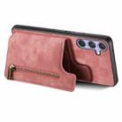 For Samsung Galaxy S25+ 5G Retro Leather Zipper Wallet Back Phone Case(Pink) - 3