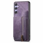 For Samsung Galaxy S25+ 5G Retro Leather Zipper Wallet Back Phone Case(Purple) - 2