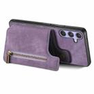 For Samsung Galaxy S25+ 5G Retro Leather Zipper Wallet Back Phone Case(Purple) - 3