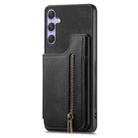 For Samsung Galaxy S25+ 5G Retro Leather Zipper Wallet Back Phone Case(Black) - 2