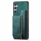 For Samsung Galaxy S25+ 5G Retro Leather Zipper Wallet Back Phone Case(Green) - 2