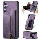 For Samsung Galaxy S25 Ultra 5G Retro Leather Zipper Wallet Back Phone Case(Purple) - 1