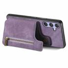 For Samsung Galaxy S25 Ultra 5G Retro Leather Zipper Wallet Back Phone Case(Purple) - 3