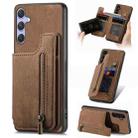For Samsung Galaxy S25 Ultra 5G Retro Leather Zipper Wallet Back Phone Case(Brown) - 1