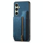 For Samsung Galaxy A36 Retro Leather Zipper Wallet Back Phone Case(Blue) - 2