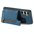 For Samsung Galaxy A36 Retro Leather Zipper Wallet Back Phone Case(Blue) - 3