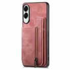 For Samsung Galaxy S25 Edge 5G Retro Leather Zipper Wallet Back Phone Case(Pink) - 2