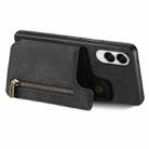 For Samsung Galaxy S25 Edge 5G Retro Leather Zipper Wallet Back Phone Case(Black) - 3