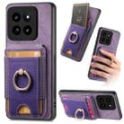 For Xiaomi 14 Retro Splitable Magnetic Stand Card Bag Leather Phone Case(Purple) - 1