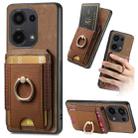 For Xiaomi Redmi Note 13 5G Retro Splitable Magnetic Stand Card Bag Leather Phone Case(Brown) - 1