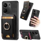 For Xiaomi Redmi 13C Retro Splitable Magnetic Stand Card Bag Leather Phone Case(Black) - 1