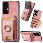 For Xiaomi 12T Retro Splitable Magnetic Stand Card Bag Leather Phone Case(Pink) - 1