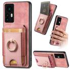 For Xiaomi 12 Lite Retro Splitable Magnetic Stand Card Bag Leather Phone Case(Pink) - 1