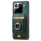 For Xiaomi 15 Retro Splitable Magnetic Stand Card Bag Leather Phone Case(Green) - 2