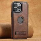 For iPhone 15 Pro Max Suteni G2 Magsafe Oil Wax Leather Back Phone Case with Holder(Brown) - 1