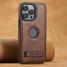 For iPhone 15 Pro Suteni G2 Magsafe Oil Wax Leather Back Phone Case with Holder(Brown) - 1