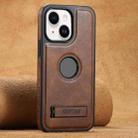 For iPhone 13 Suteni G2 Magsafe Oil Wax Leather Back Phone Case with Holder(Brown) - 1