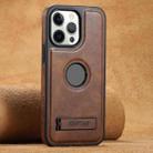 For iPhone 12 Pro Max Suteni G2 Magsafe Oil Wax Leather Back Phone Case with Holder(Brown) - 1