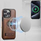 For iPhone 16 Suteni G2 Magsafe Oil Wax Leather Back Phone Case with Holder(Brown) - 2