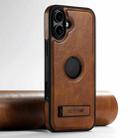 For iPhone 16 Plus Suteni G2 Magsafe Oil Wax Leather Back Phone Case with Holder(Brown) - 1