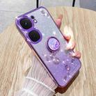 For vivo iQOO Neo9 Gradient Glitter Immortal Flower Ring All-inclusive Phone Case(Purple) - 1