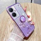 For vivo Y78+ Gradient Glitter Immortal Flower Ring All-inclusive Phone Case(Purple) - 1