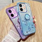 For vivo Y28 4G Gradient Glitter Immortal Flower Ring All-inclusive Phone Case(Purple) - 3