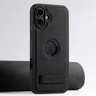 For iPhone 16 Suteni G2 Magsafe Litchi Texture Leather Back Phone Case with Holder(Black) - 1