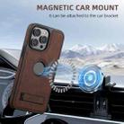 For iPhone 16 Pro Suteni G2 Magsafe Litchi Texture Leather Back Phone Case with Holder(Brown) - 3