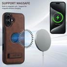 For iPhone 16 Plus Suteni G2 Magsafe Litchi Texture Leather Back Phone Case with Holder(Brown) - 2