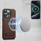 For iPhone 16 Pro Max Suteni G2 Magsafe Litchi Texture Leather Back Phone Case with Holder(Brown) - 2