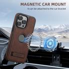 For iPhone 16 Pro Max Suteni G2 Magsafe Litchi Texture Leather Back Phone Case with Holder(Brown) - 3