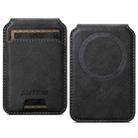 Suteni S2 Phone Magnetic Card Case Card Sleeve MagSafe Magnetic Coil PU Leather(Black) - 1