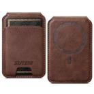 Suteni S2 Phone Magnetic Card Case Card Sleeve MagSafe Magnetic Coil PU Leather(Brown) - 1