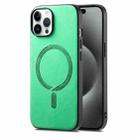 For iPhone 15 Pro Max Solid Color Retro Magsafe PU Back Cover Phone Case(Green) - 1