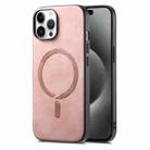 For iPhone 15 Pro Solid Color Retro Magsafe PU Back Cover Phone Case(Pink) - 1