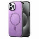 For iPhone 15 Pro Solid Color Retro Magsafe PU Back Cover Phone Case(Purple) - 1