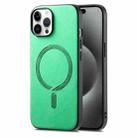 For iPhone 15 Pro Solid Color Retro Magsafe PU Back Cover Phone Case(Green) - 1