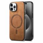For iPhone 15 Pro Solid Color Retro Magsafe PU Back Cover Phone Case(Brown) - 1