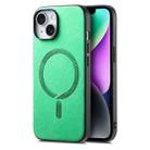 For iPhone 14 Plus Solid Color Retro Magsafe PU Back Cover Phone Case(Green) - 1