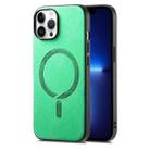 For iPhone 13 Pro Max Solid Color Retro Magsafe PU Back Cover Phone Case(Green) - 1