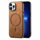 For iPhone 13 Pro Max Solid Color Retro Magsafe PU Back Cover Phone Case(Brown) - 1