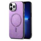 For iPhone 13 Pro Solid Color Retro Magsafe PU Back Cover Phone Case(Purple) - 1