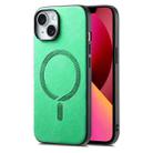 For iPhone 13 Solid Color Retro Magsafe PU Back Cover Phone Case(Green) - 1