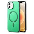 For iPhone 12 Solid Color Retro Magsafe PU Back Cover Phone Case(Green) - 1