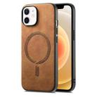For iPhone 12 Solid Color Retro Magsafe PU Back Cover Phone Case(Brown) - 1