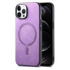 For iPhone 12 Pro Max Solid Color Retro Magsafe PU Back Cover Phone Case(Purple) - 1