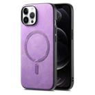 For iPhone 12 Pro Solid Color Retro Magsafe PU Back Cover Phone Case(Purple) - 1