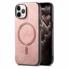 For iPhone 11 Pro Max Solid Color Retro Magsafe PU Back Cover Phone Case(Pink) - 1
