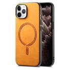 For iPhone 11 Pro Max Solid Color Retro Magsafe PU Back Cover Phone Case(Yellow) - 1